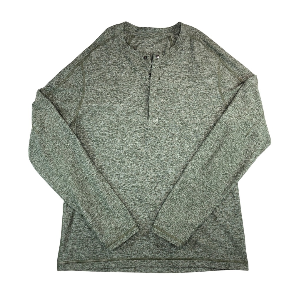 Lululemon Metal Vent Tech Henley Men's Small Green‎ Heather Long Sleeve Active